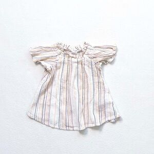 3/$25 Baby Gap Toddler Girl Metallic Stripe Beige Gold Flutter Sleeve Baby Doll